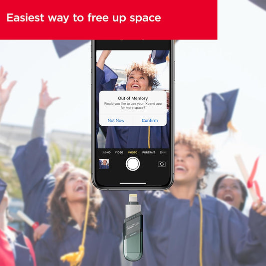 SanDisk 128 iXpand USB 3.0 Flash Drive Flip for iOS and Windows, Metalic