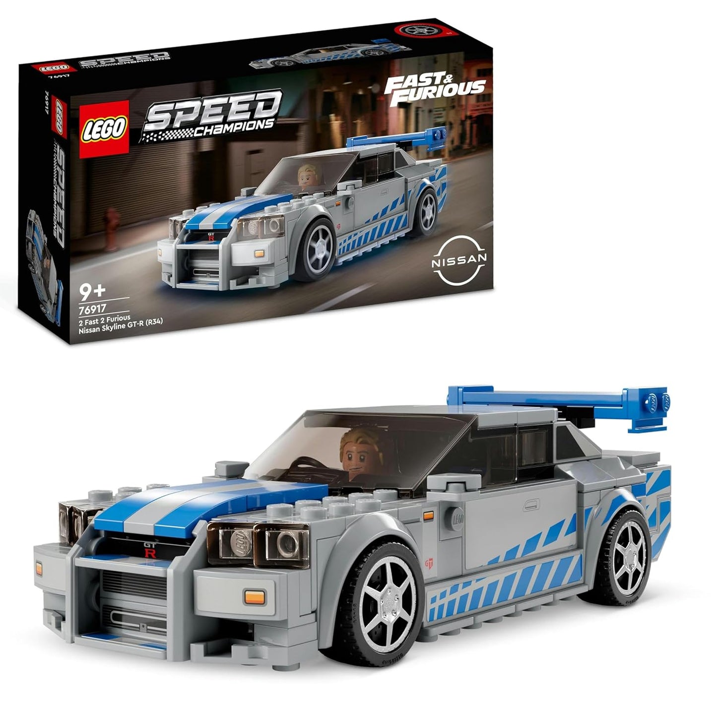 LEGO 76917 Nissan Skyline GT-R (R34) – 2 Fast 2 Furious Speed Champions Set (319 Pieces)