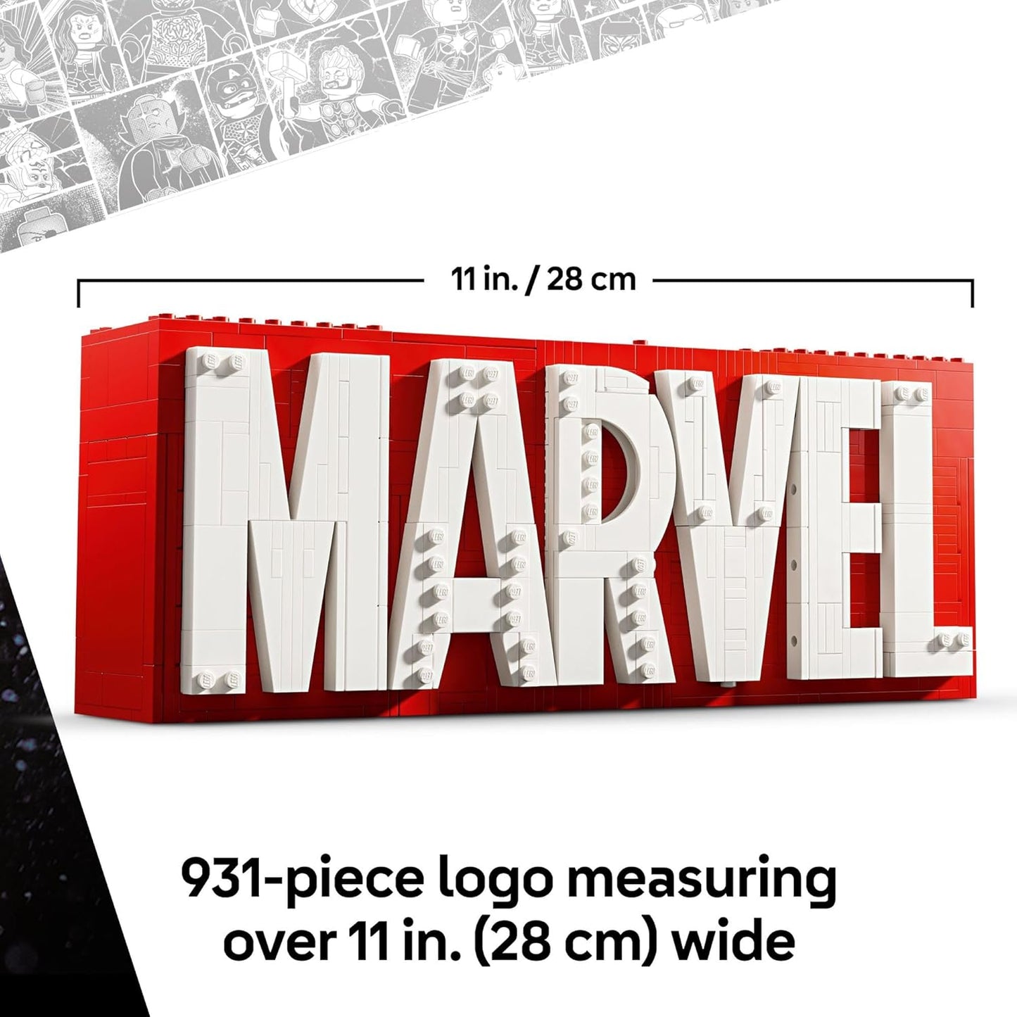 LEGO 76313 Marvel : Marvel Logo & Minifigures Building Set (931 Pieces)