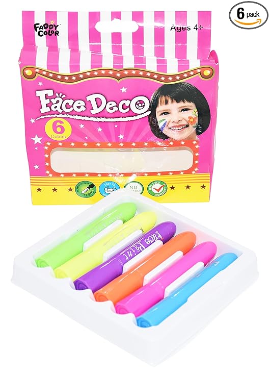 FADDY COLOR FACe Face Deco, 6-Color Set of Face Painting Sticks,face Colors
