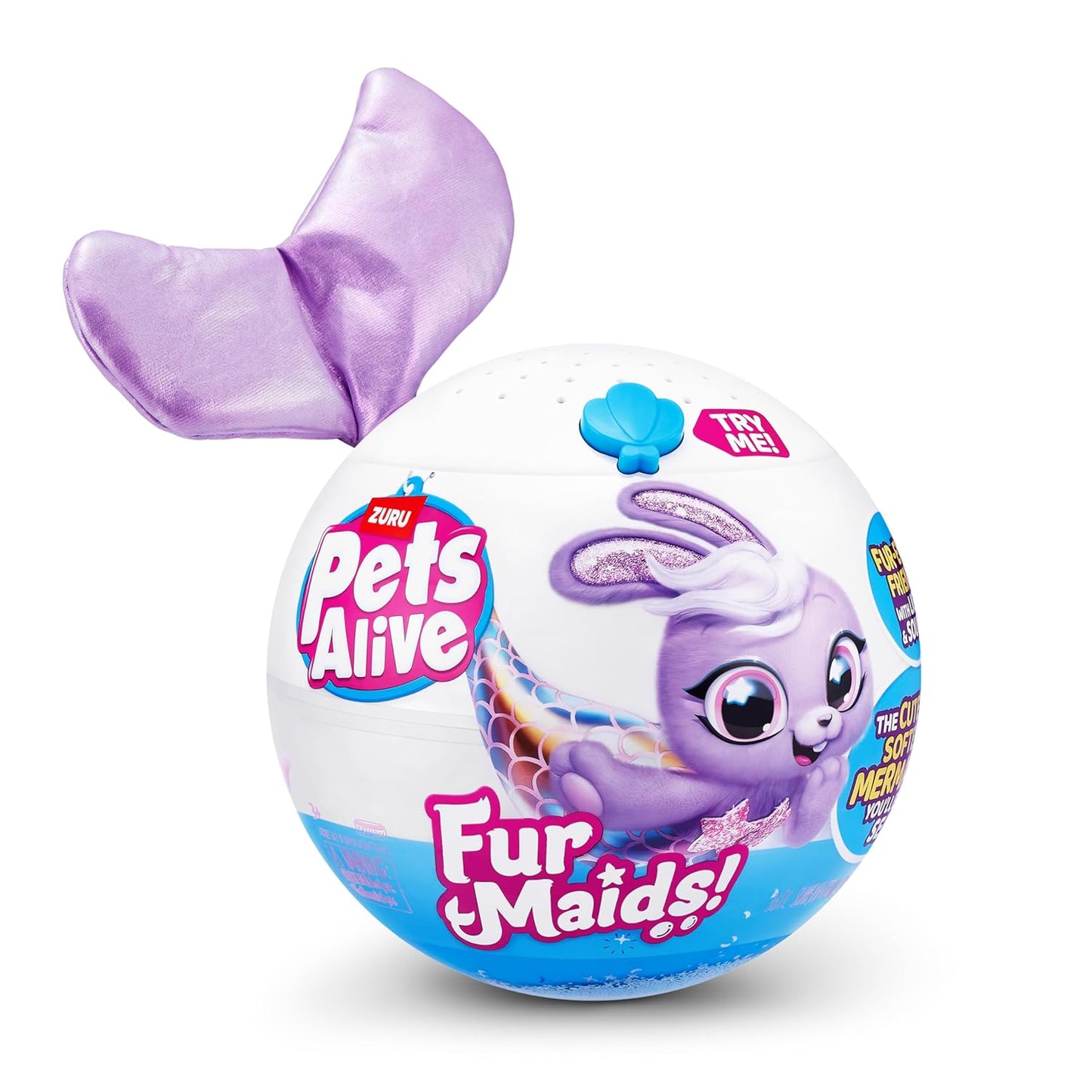 Pets Alive Furmaids by ZURU Mermaid Plush Interactive Light and Sound Girls Toy (Purple Rabbit)