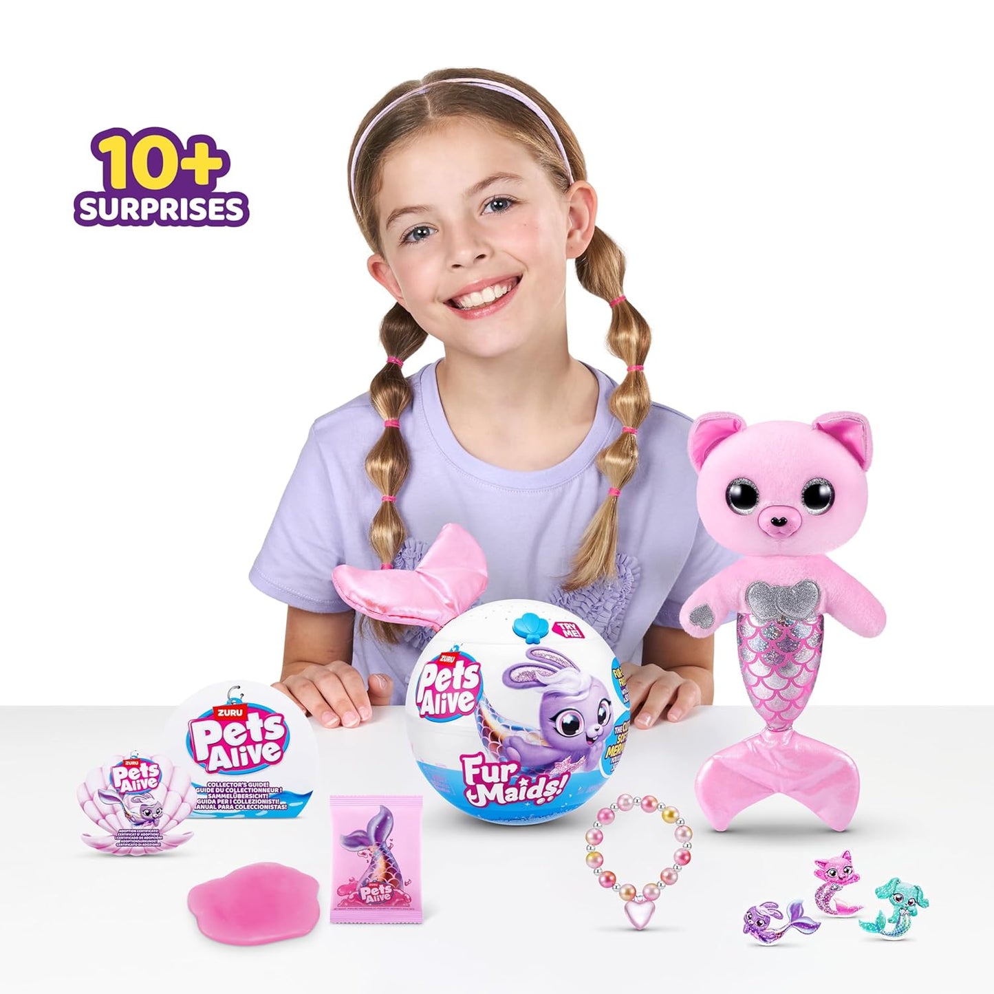 Pets Alive Furmaids by ZURU Mermaid Plush Interactive Light and Sound Girls Toy (Pink Rabbit)