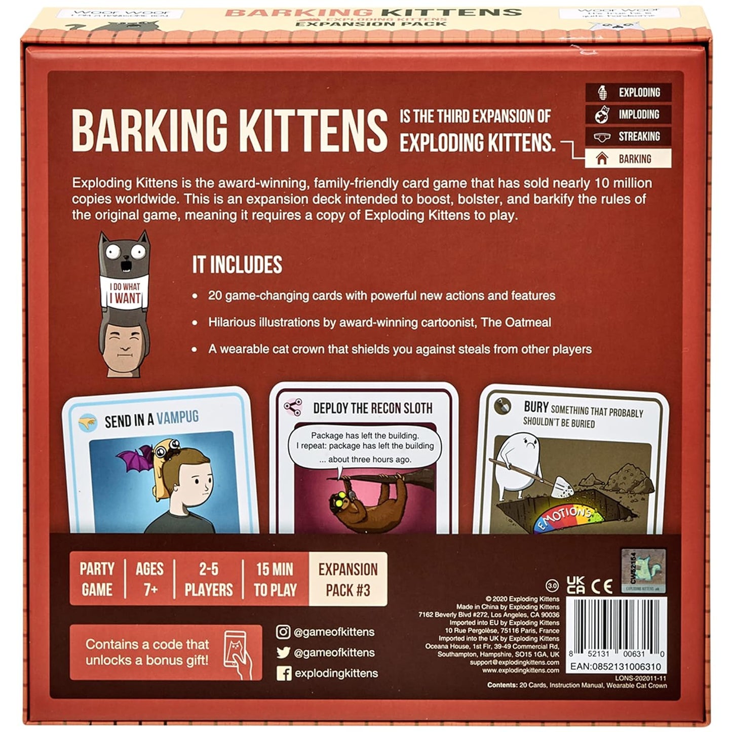 Barking Kittens : Exploding Kittens Expansion Board Game