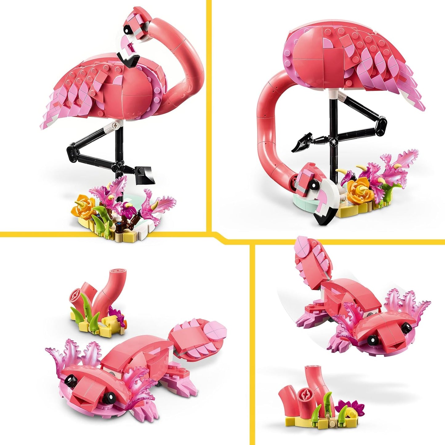 LEGO Creator 3in1 Wild Animals: Pink Flamingo Animal Toy Playset 31170 Building Blocks Toys for 8+ Gift for Boys and Girls