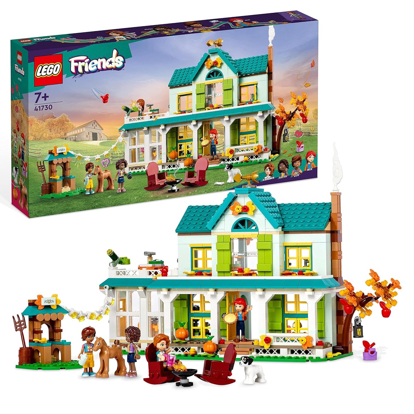 LEGO 41730 Friends Autumn's House building set with 853 pieces, showcasing a detailed house design