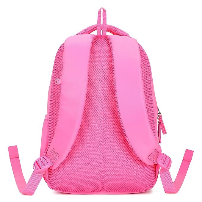 Genie Valerie Kids Backpacks, 15 inches, Cute, Colourful bags for girls, Water Resistant and Lightweight. 3 compartment with Happy Pouch