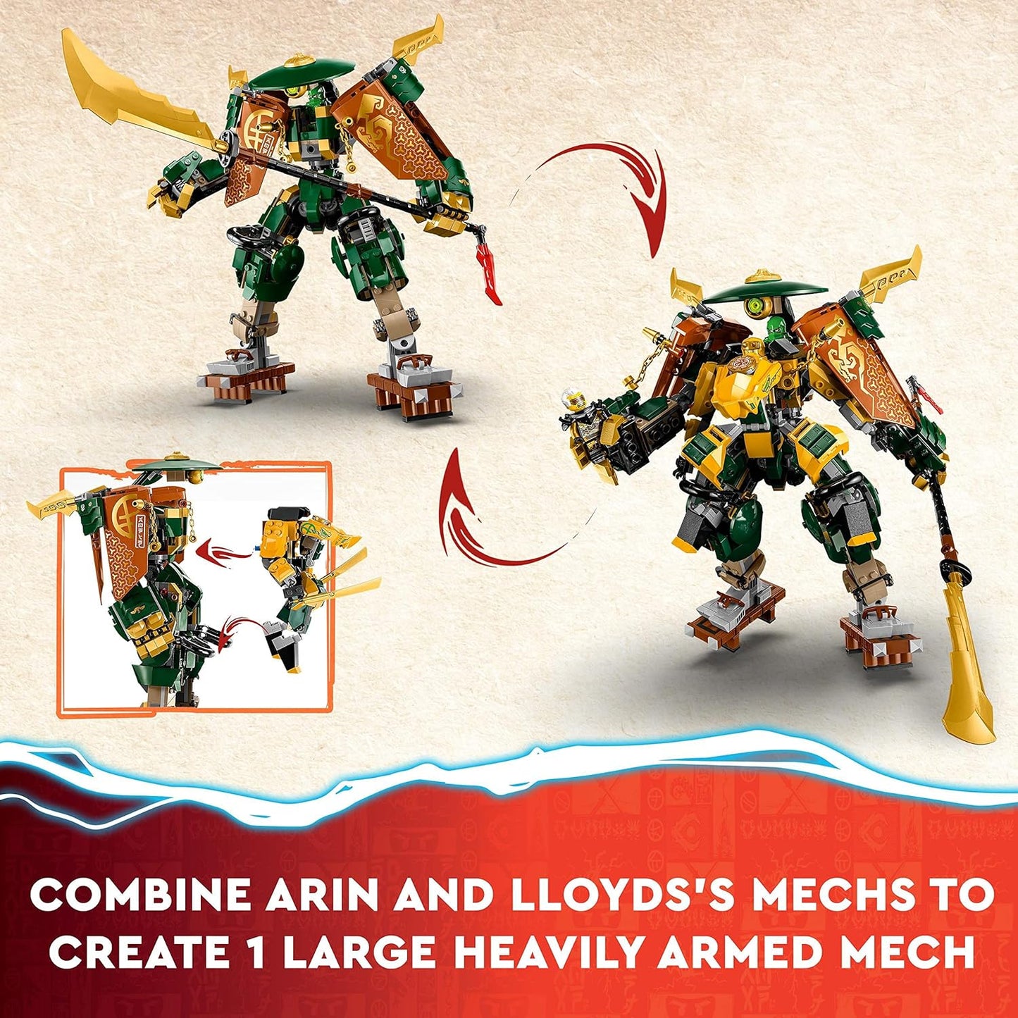 LEGO NINJAGO Lloyd and Arin’s Ninja Team Mechs Building Toy Set, (71794) Featuring 2 Battle Mechs and 5 Minifigures, Gift for Imaginative Boys and Girls Ages 9+
