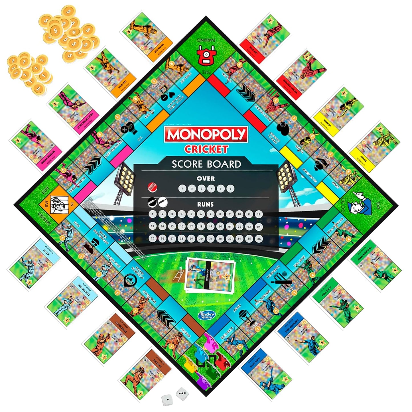 Monopoly Cricket Board Game | Cricket-Themed Monopoly Board Game for Families and Kids | for Ages 8+ | for 2 to 6 Players | Birthday Gift for Kids & Families
