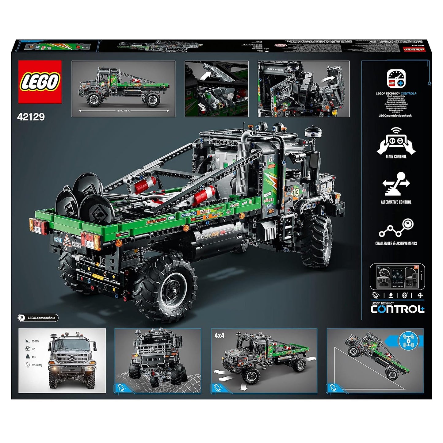 LEGO Technic 4X4 Mercedes-Benz Zetros Trial Truck 42129 Building Kit (2,110 Pieces), Multi Color