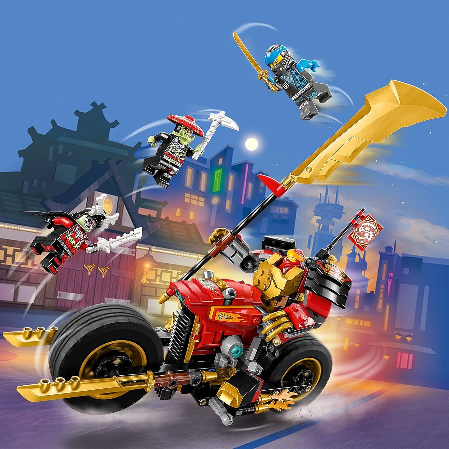 LEGO NINJAGO Kai’s Mech Rider EVO 71783, Upgradable Ninja Motorbike Toy, Mech Action Figure and 2 Bone Warrior Minifigures, Age 7+