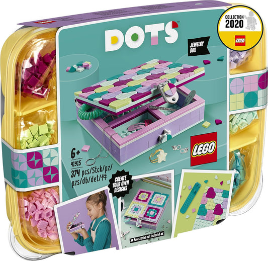 LEGO 41915 DOTS Jewellery Box Tiles Beads Set, DIY Arts and Crafts for Kids, Room Decor & Desk Accessories, Multicolor