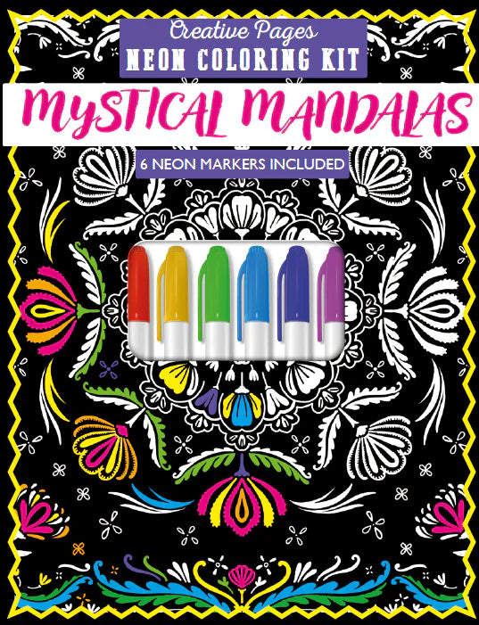 Creative Pages Neon Coloring Kit Mystical Mandalas