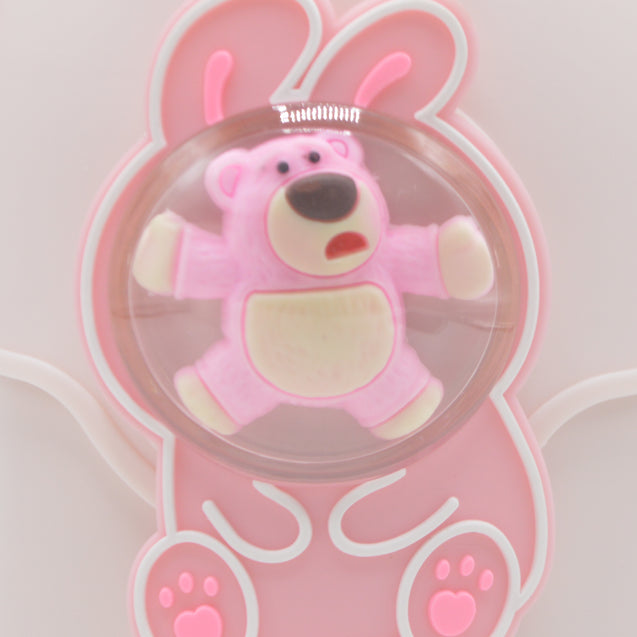 Happy Baby Bear Stainless Steel Water Bottle For Kids 600 ML (Pink)