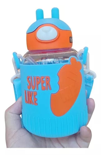 Super Like Me Insulation Bottle With Straw 530 ML (Blue)