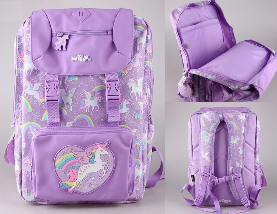 Smiggle School Bag : Unicorn Rainbow Colorful & Stylish 18 Inch Backpack for Kids