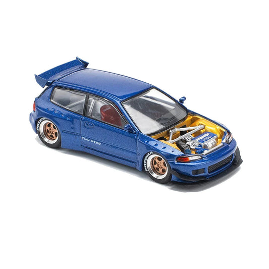 PARA64 POP Race 1:64 Pandem EG6 Metallic Blue – Diecast Model Car with Open Hood