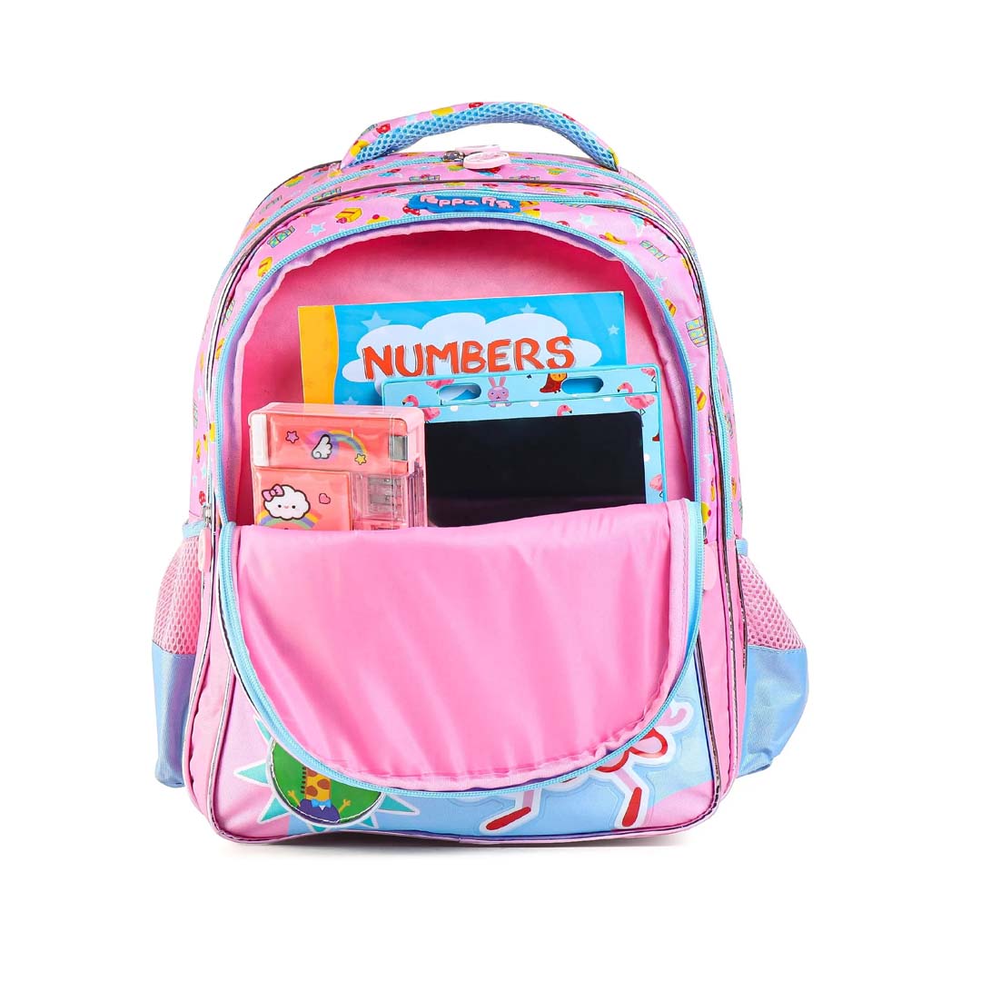 Peppa Pig Premium School Backpack Pink and Sky Blue - 14 inches