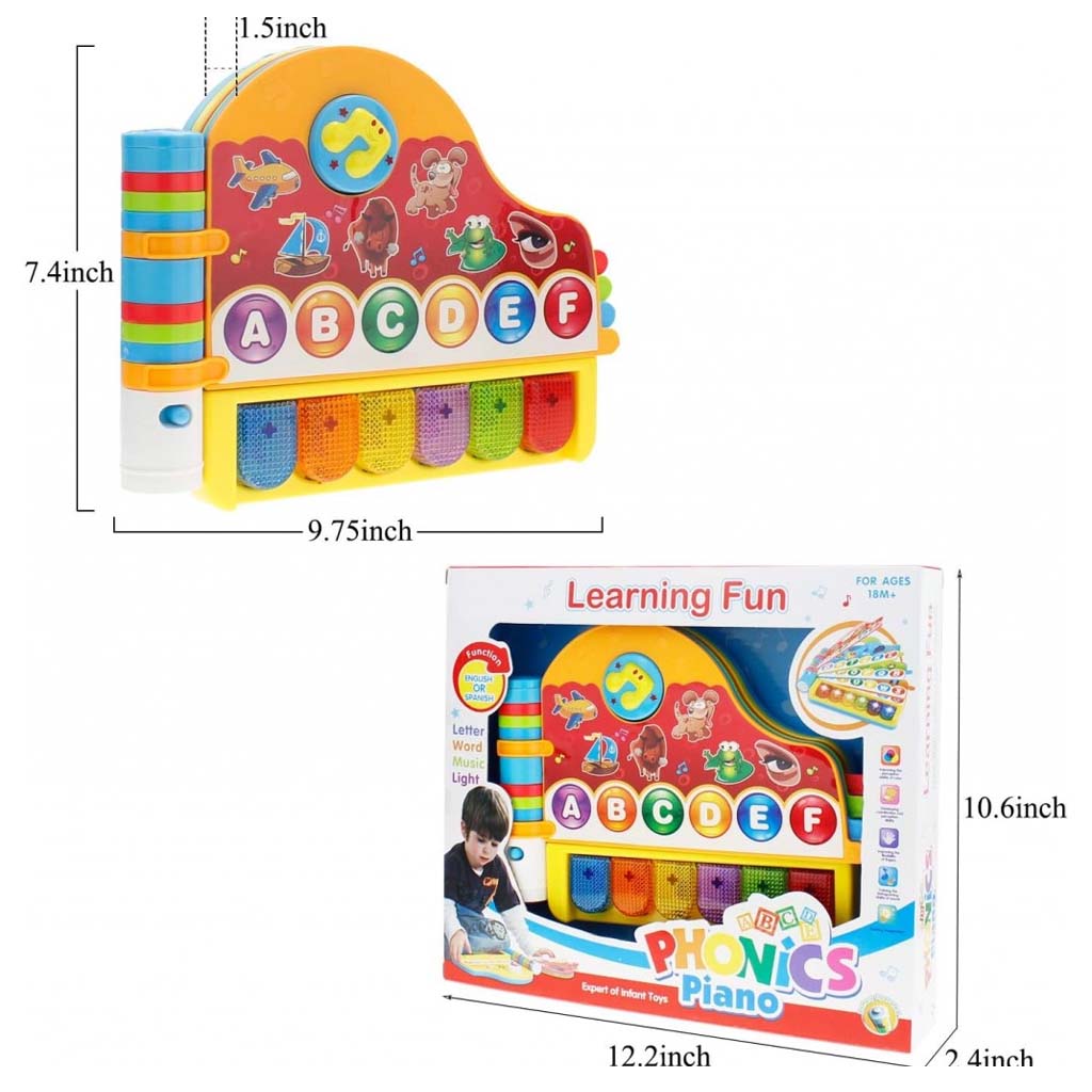 Phonics Piano for Kids – Infant Learning Toy with Lights, Music, and ABC Keys | Musical Instrument Gift for Toddlers Ages 18+ Months