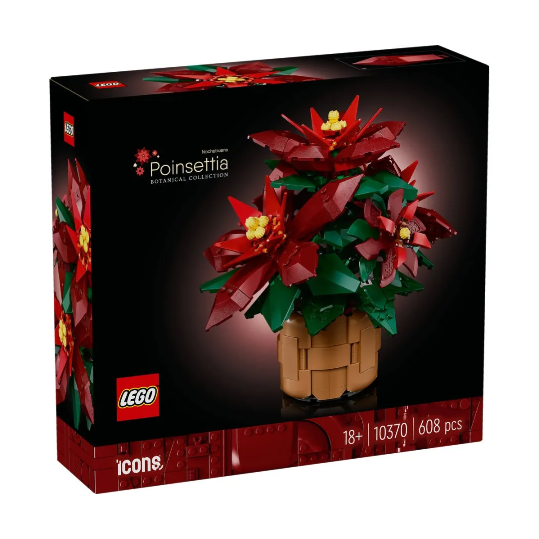 LEGO Icons Poinsettia Plant Decor Building Set 10370 (608 Pieces)-Botonical Collection