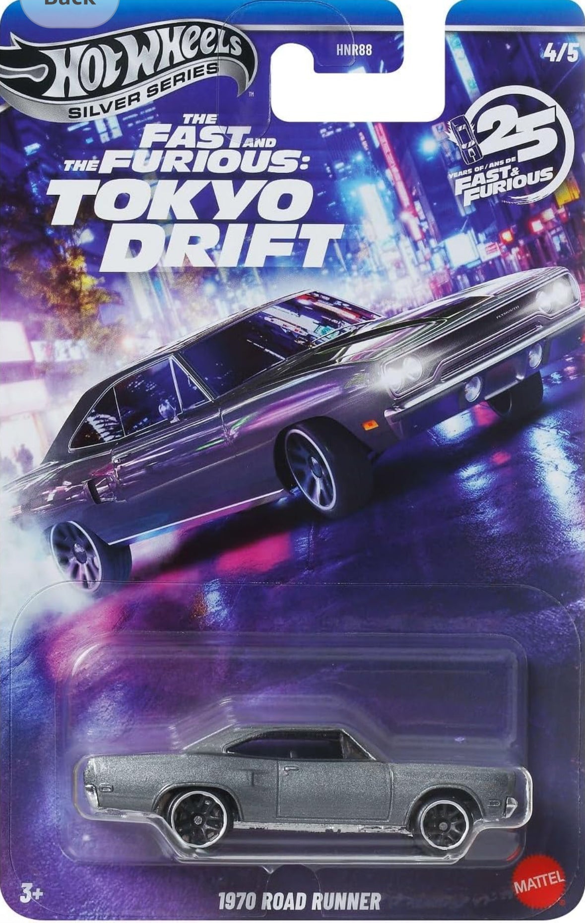 Hot Wheels Toy Car, Fast & Furious 70 Road Runner Custom 1:64 Scale Vehicle with Elevated Deco Execution, Die-Cast Car Seen in The Fast Movies (Styles May Vary)