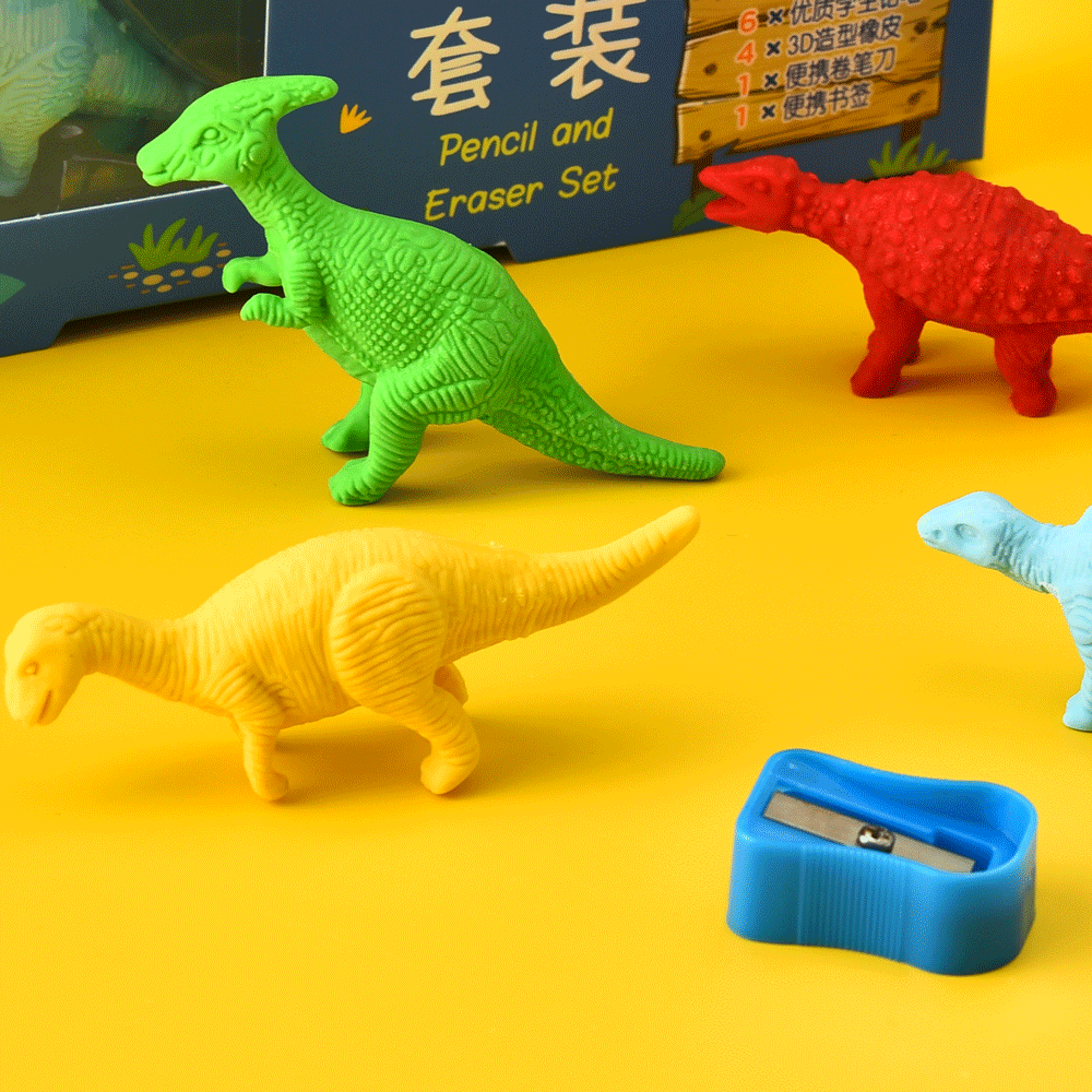 Little Tree Dinosaur Club Theme Pencil And Eraser 13 Pcs Combo Set
