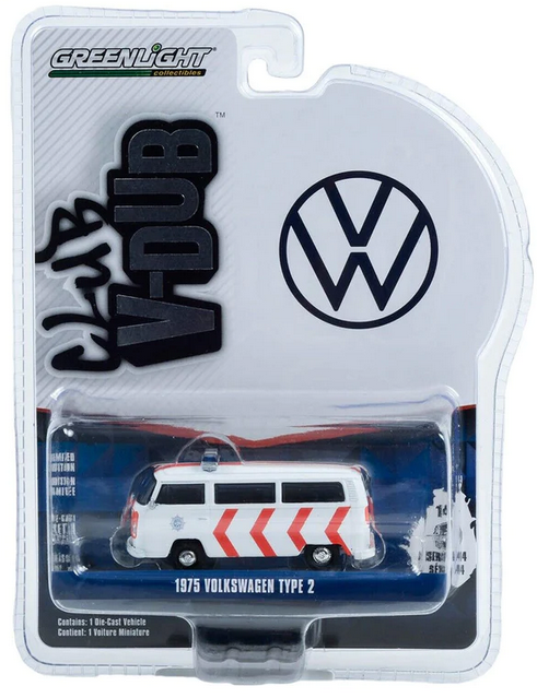 Greenlight Club V-Dub – 1975 Volkswagen Type 2 (Police Van) Die-Cast Car (1:64 Scale)