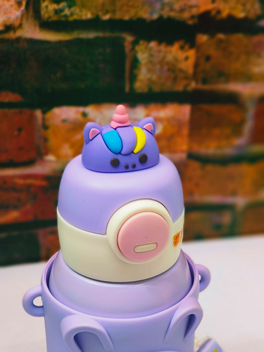 Cute Premium Kids Insulated Water Bottle Stainless with Silicon Cover 500 ML (Purple)