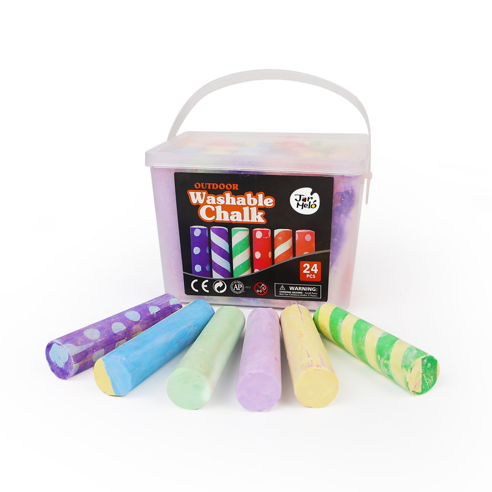 Jar Melo Jumbo Sidewalk Chalk - 24 Colors Kit with 2 Holder-Arts & Crafts-Jarmelo-Toycra