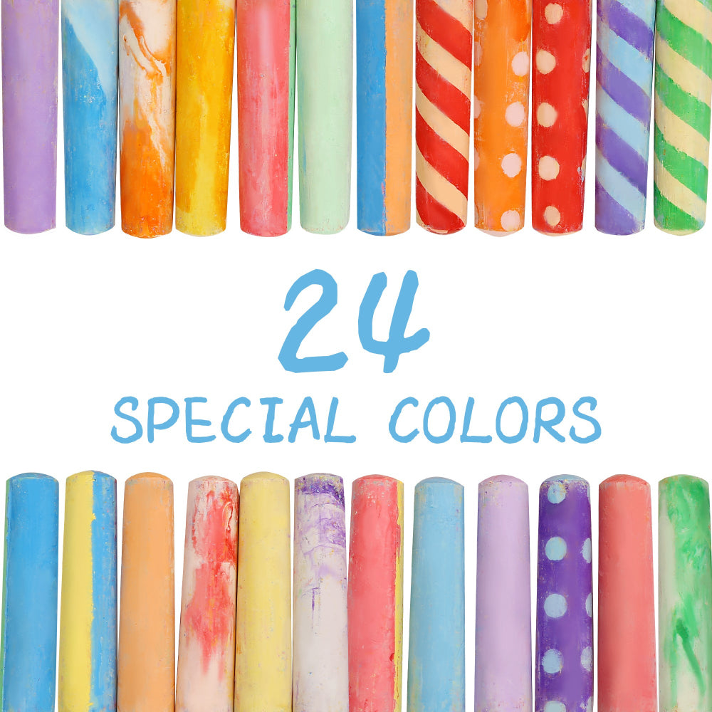 Jar Melo Jumbo Sidewalk Chalk - 24 Colors Kit with 2 Holder-Arts & Crafts-Jarmelo-Toycra