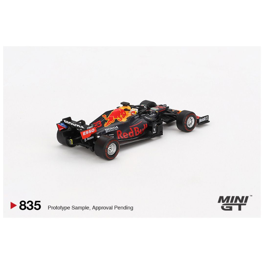 Mini GT 835: Red Bull RB16B #33 Max Verstappen 2021 Abu Dhabi Grand Prix Winner 1:64 Scale