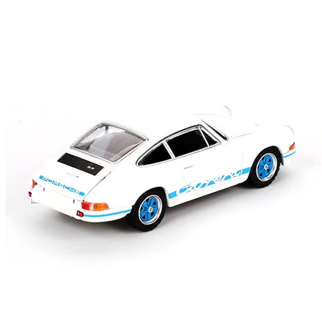 MINI GT 715: Porsche 911 Carrera RS 2.7 Grand Prix White with Blue Livery