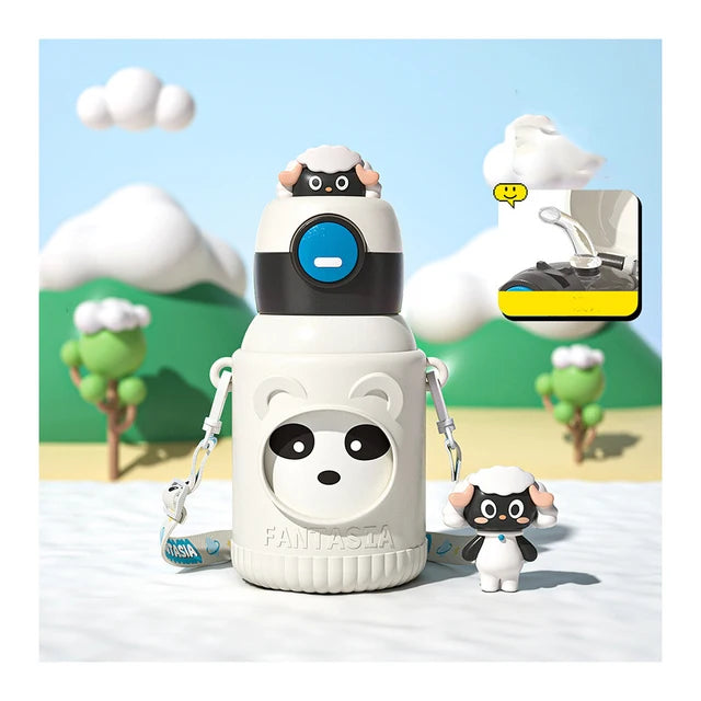 Cute Premium Kids Insulated Water Bottle Stainless with Silicon Cover 500 ML (White)