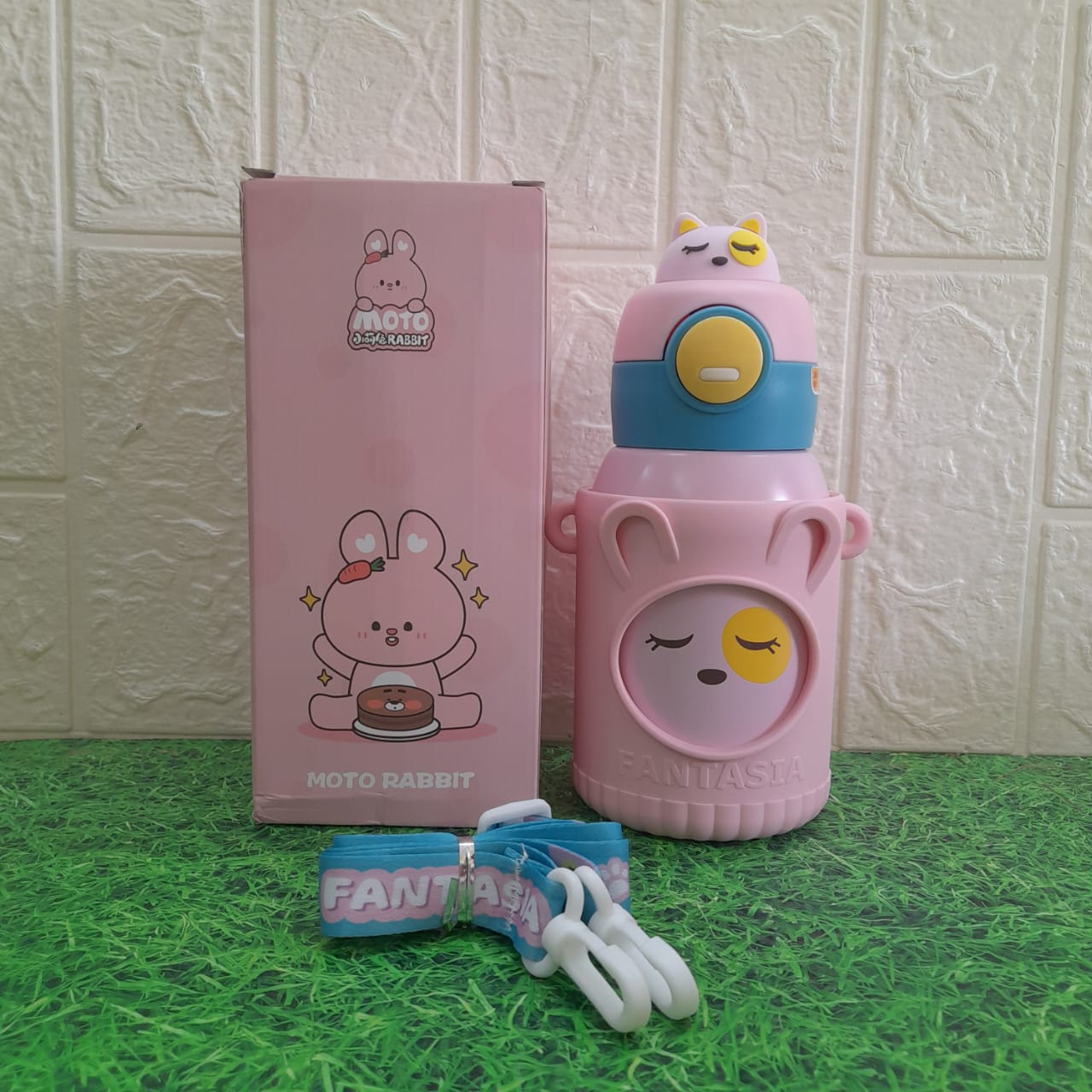 Cute Premium Kids Insulated Water Bottle Stainless with Silicon Cover 500 ML (Pink)