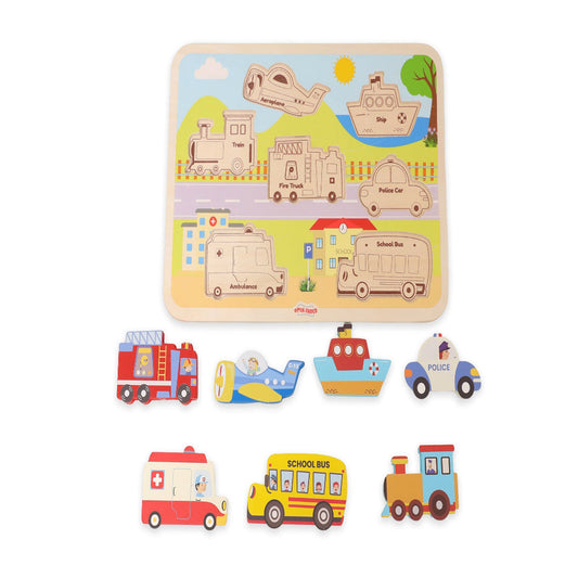 Open Ended Chunky Puzzle New Design - Vehicles (Includes - 7 Chunky self standing Vehicles)-Puzzles-Open Ended-Toycra