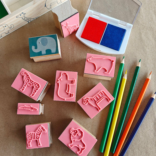 Open Ended My First Wooden Stamp Kit - Animal-Arts & Crafts-Open Ended-Toycra
