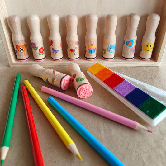 Open Ended My Wooden Chunky Joyful Stampers-Arts & Crafts-Open Ended-Toycra