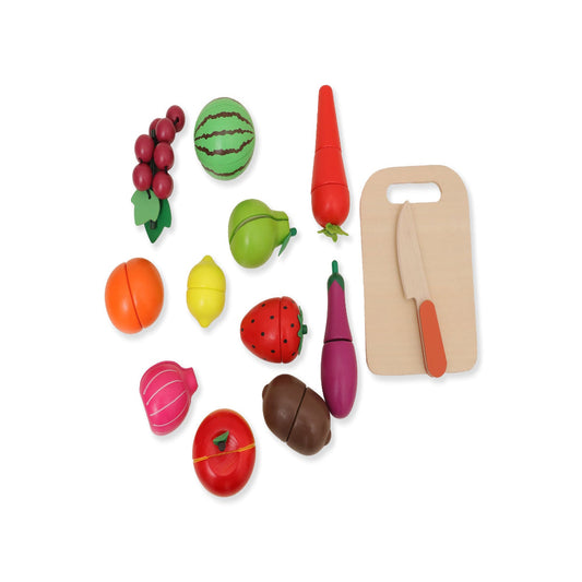 Open Ended Wooden Cutting Set - Fruits & Veggies-Pretend Play-Open Ended-Toycra