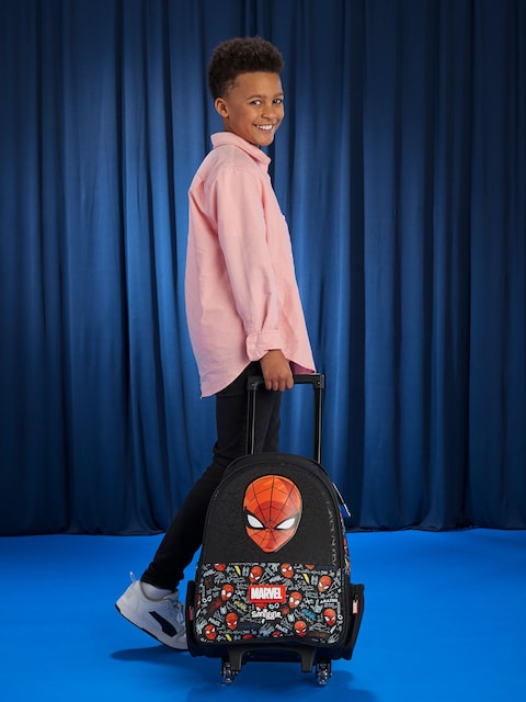 Smiggle School Bag : Spider-Man Colorful & Stylish 18 Inch Trolley Backpack for Kids