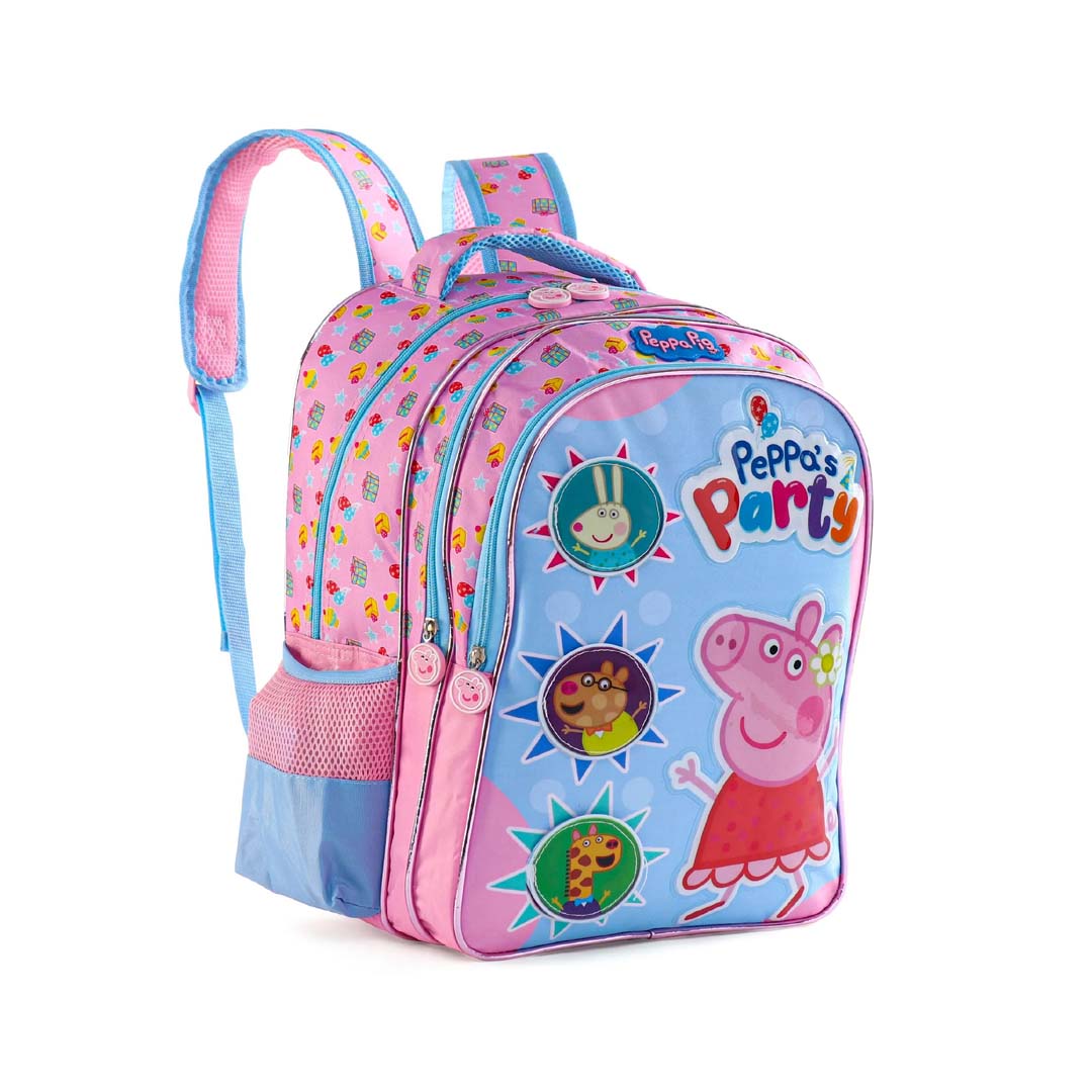 Peppa Pig Premium School Backpack Pink and Sky Blue - 14 inches