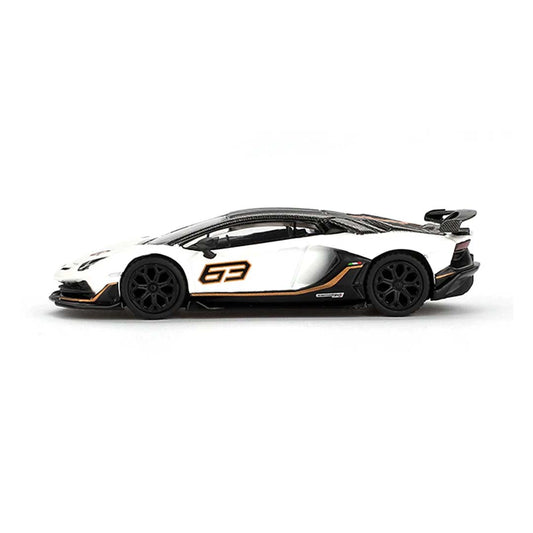 Mini GT 1/64 Lamborghini Aventador SVJ 63 Bianco Asopo RHD Diecast Scale Model Car
