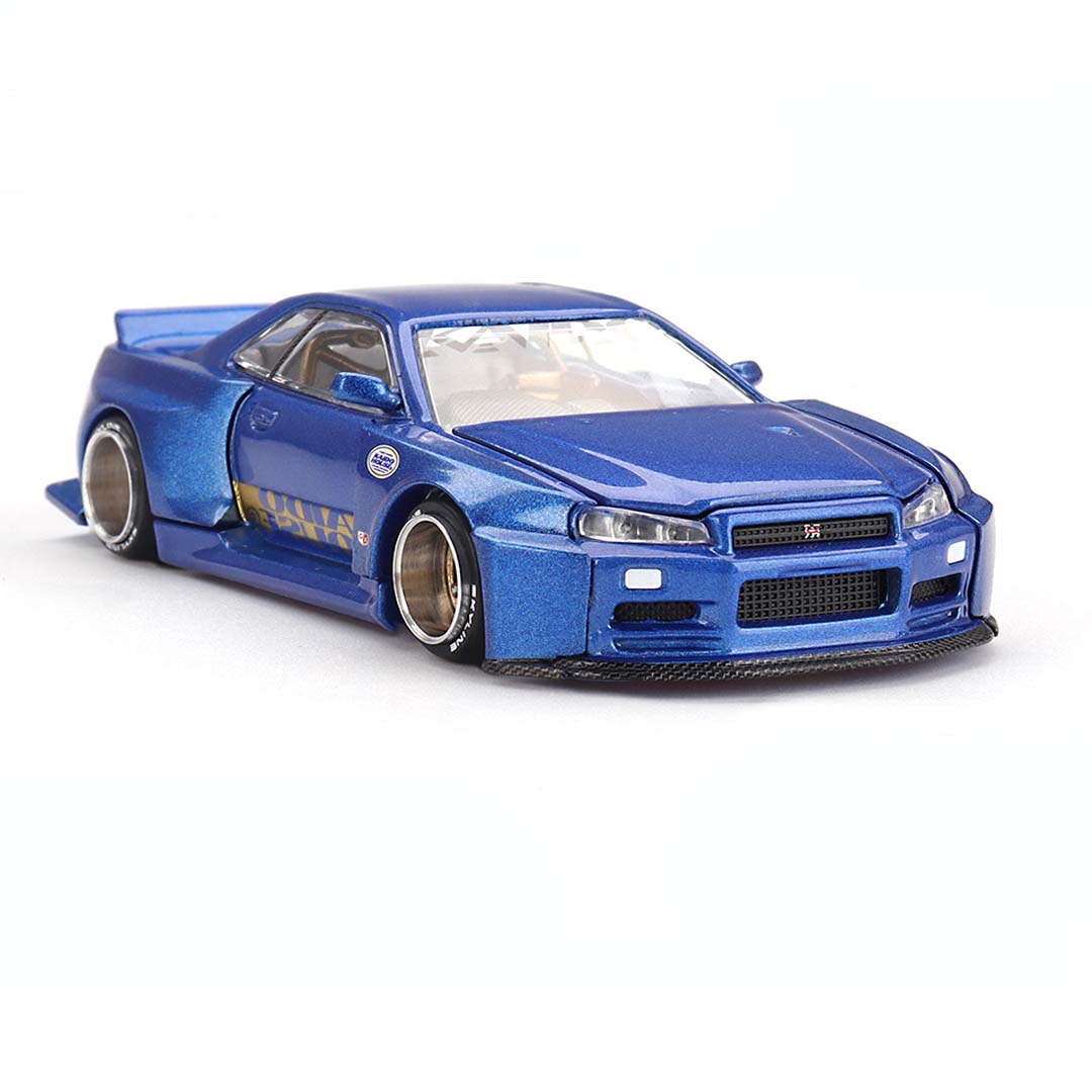 Mini GT 1/64 Nissan Skyline GT-R R34 Kaido Works V2 Aero "Shinjuku V2" Diecast Scale Model Car