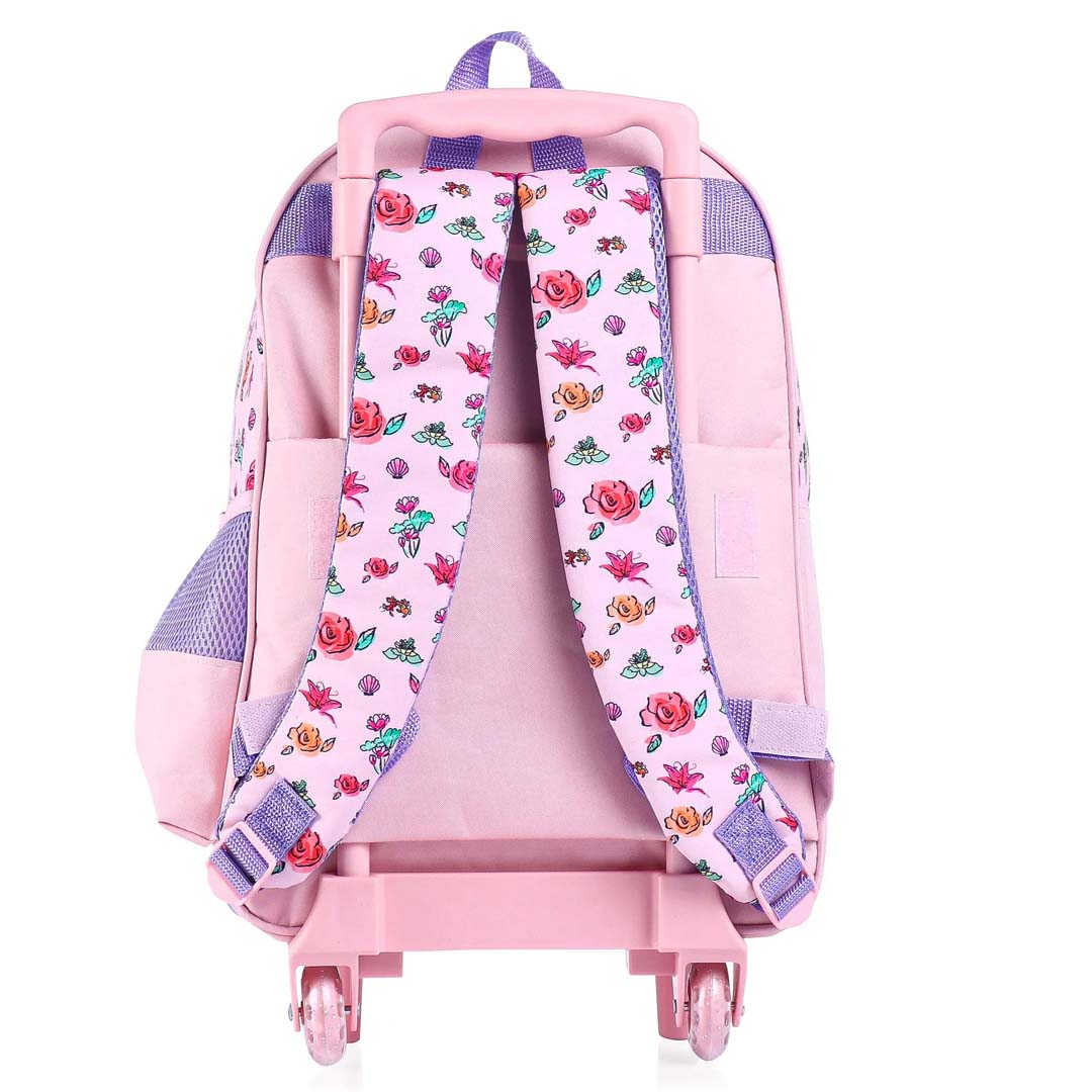 STRIDERS Disney Princess Trolley School backpack with PVC embossed Front Pocket Pink and Purple - 16 inches