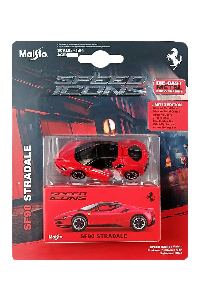 Maisto 1:64 Ferrari SF90 Stradale – Red with Black Top | Speed Icons India Diecast Model
