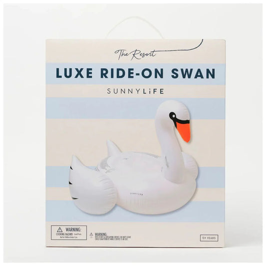 SUNNYLiFE The Resort Original Luxe Ride-On Float Swan