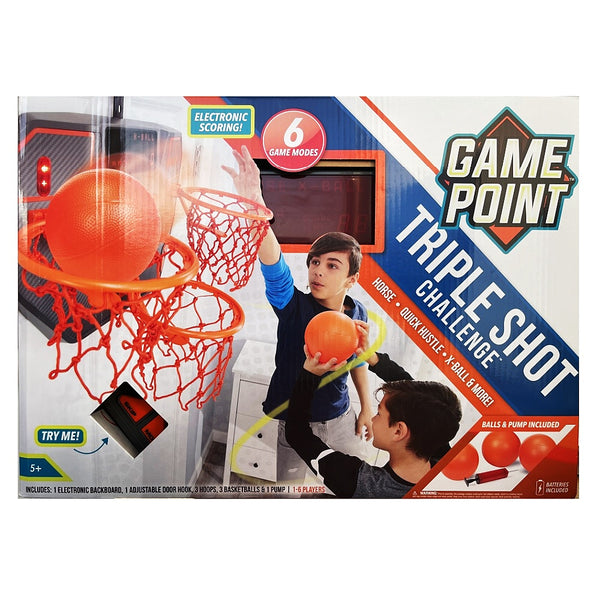 Game Point Triple Shot Challenge Indoor Basketball Play Set