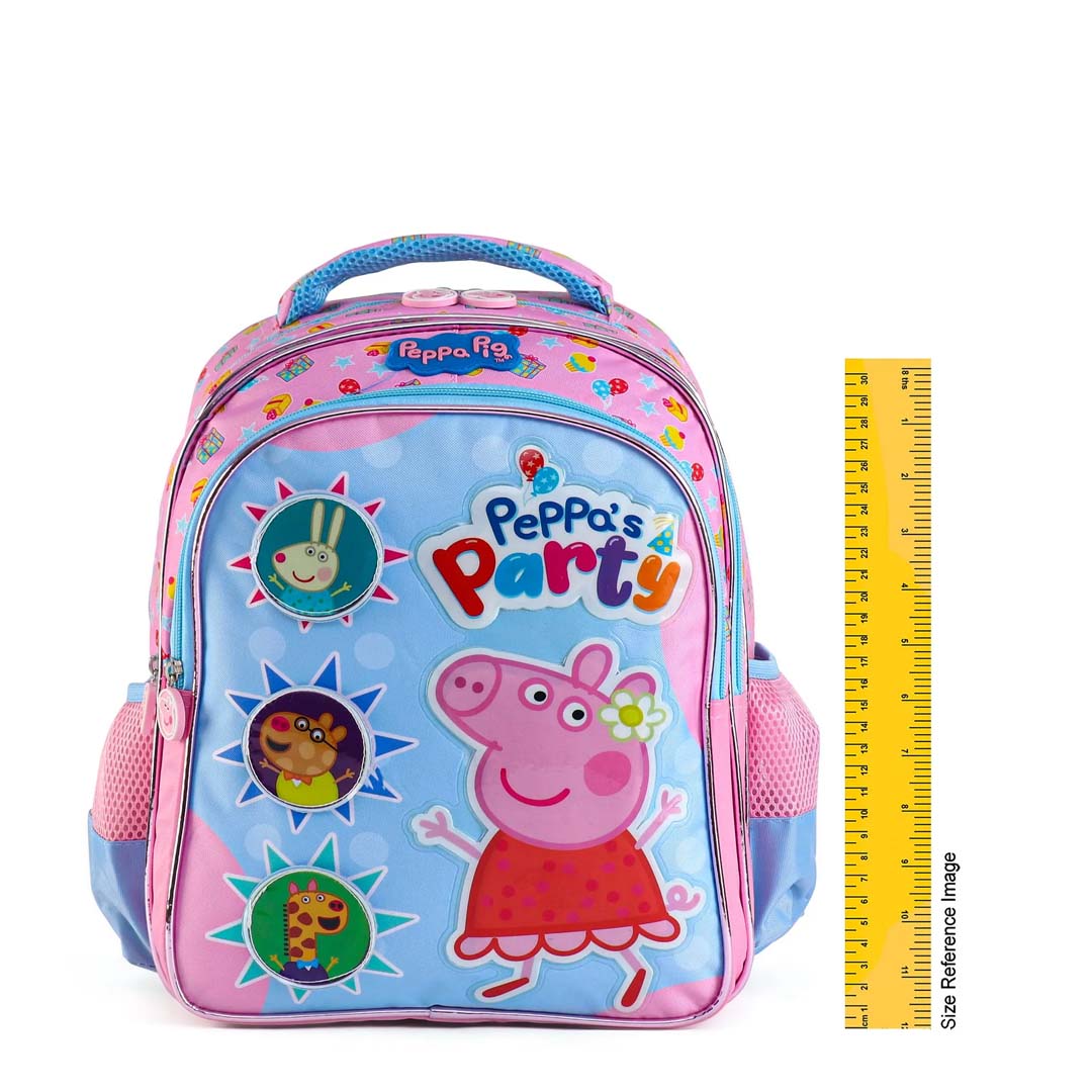 Peppa Pig Premium School Backpack Pink and Sky Blue - 14 inches