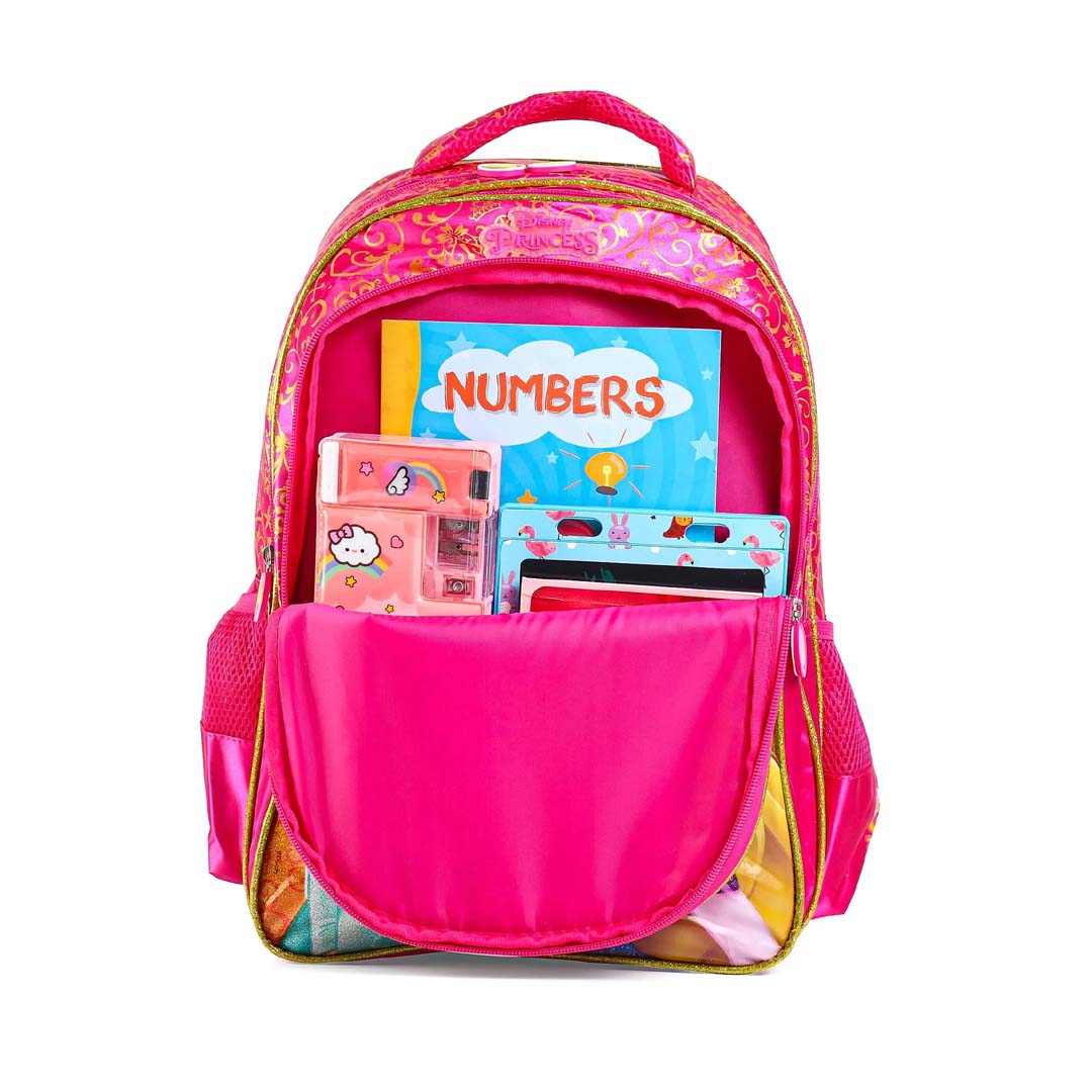 STRIDERS Disney Princess Premium School Backpack Pink and Gold - 14 inches