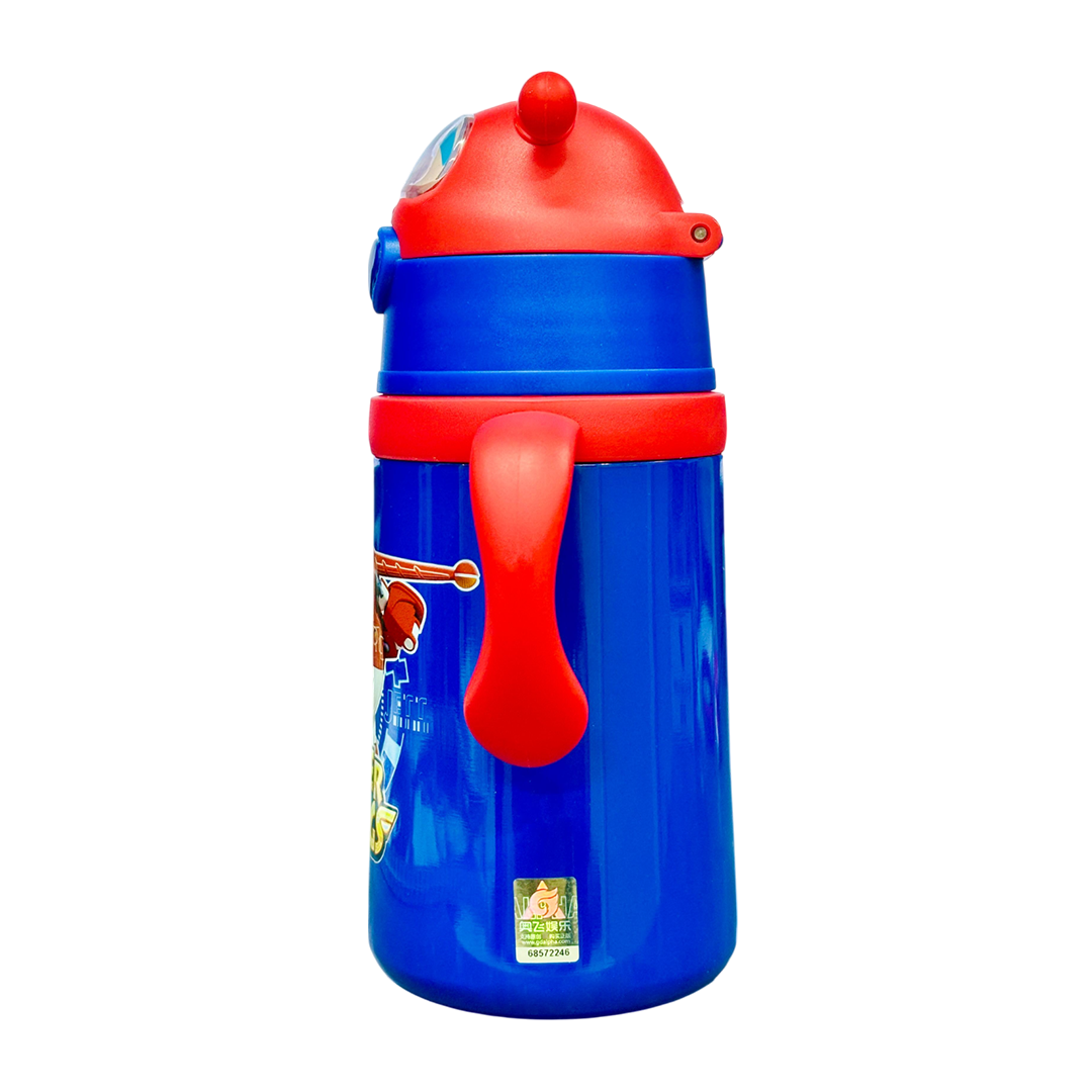 Super Wings Stainless Steel Water Bottle For Kids with Straw 400 ML