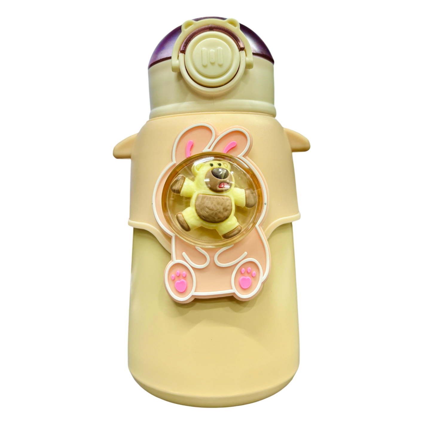 Happy Baby Bear Stainless Steel Water Bottle For Kids 600 ML (Cream)