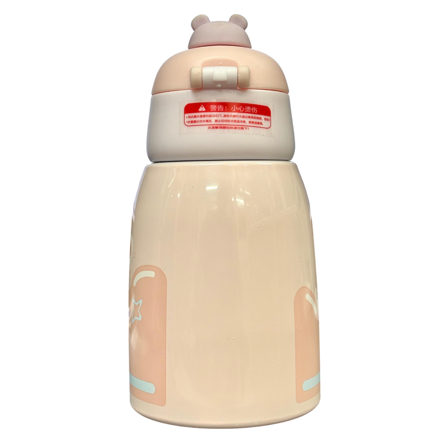 Bear Hug Stainless Steel Digital Water Bottle For Kids with carry bag, additional cup and sipper 500 ML (Pink)